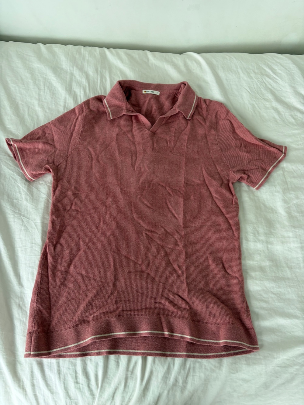 Marine Layer Men's Polo in Dusty Rose with White Trim
